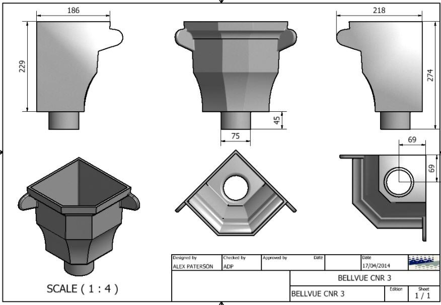 aluminium corner hopper rainwater heads